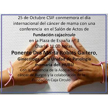 Conferencia Dra Marta Robles Gaitero, Ginecóloga en la Unidad de Patología mamaria del HUBU